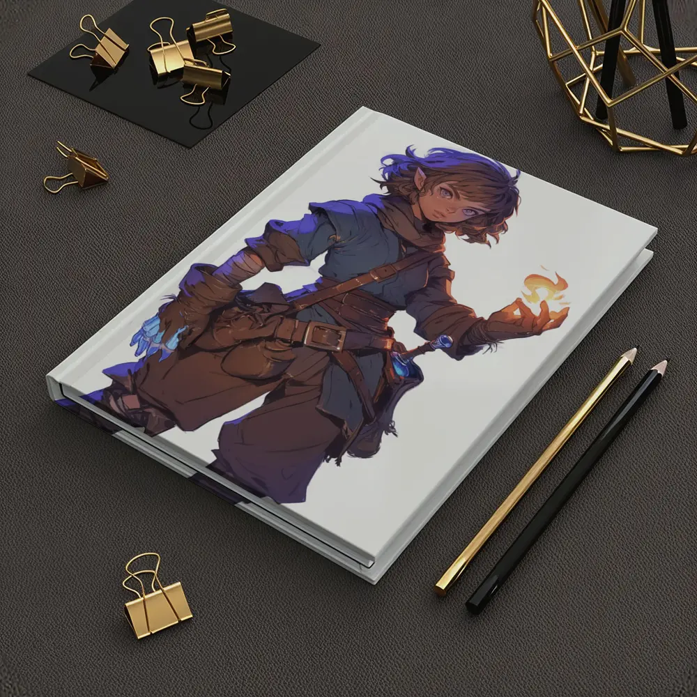Anime Halfling Mage With Fire Magic – Notebooks