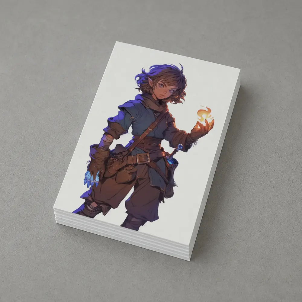 Anime Halfling Mage With Fire Magic – Postcards