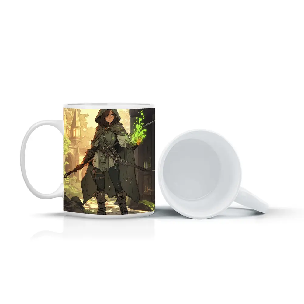 Anime Mage Girl Green Magic Fantasy Art – Mugs