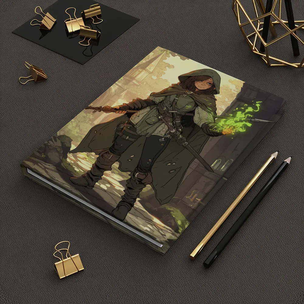 Anime Mage Girl Green Magic Fantasy Art – Notebooks
