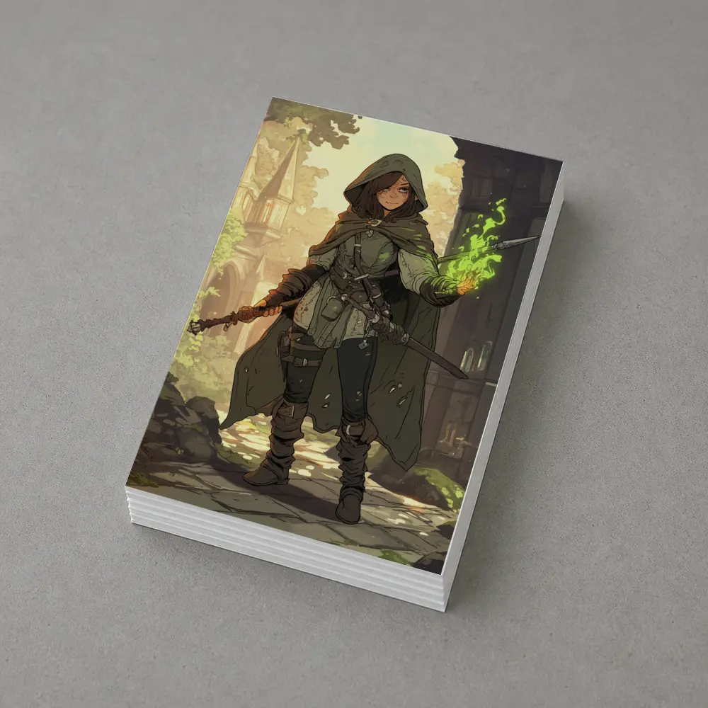 Anime Mage Girl Green Magic Fantasy Art – Postcards