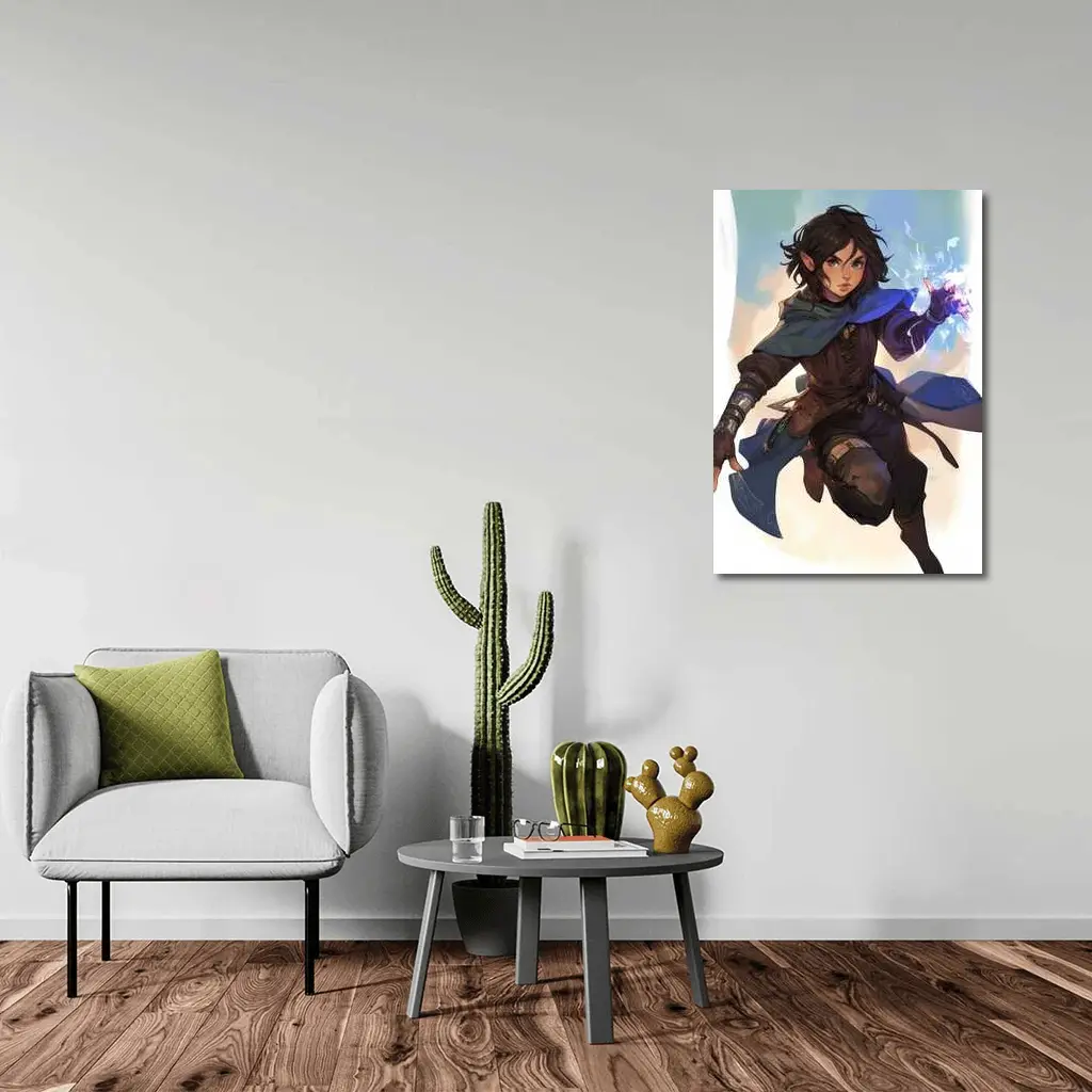 Fantasy Elf Warrior With Magic Blue Cape – Wall Art