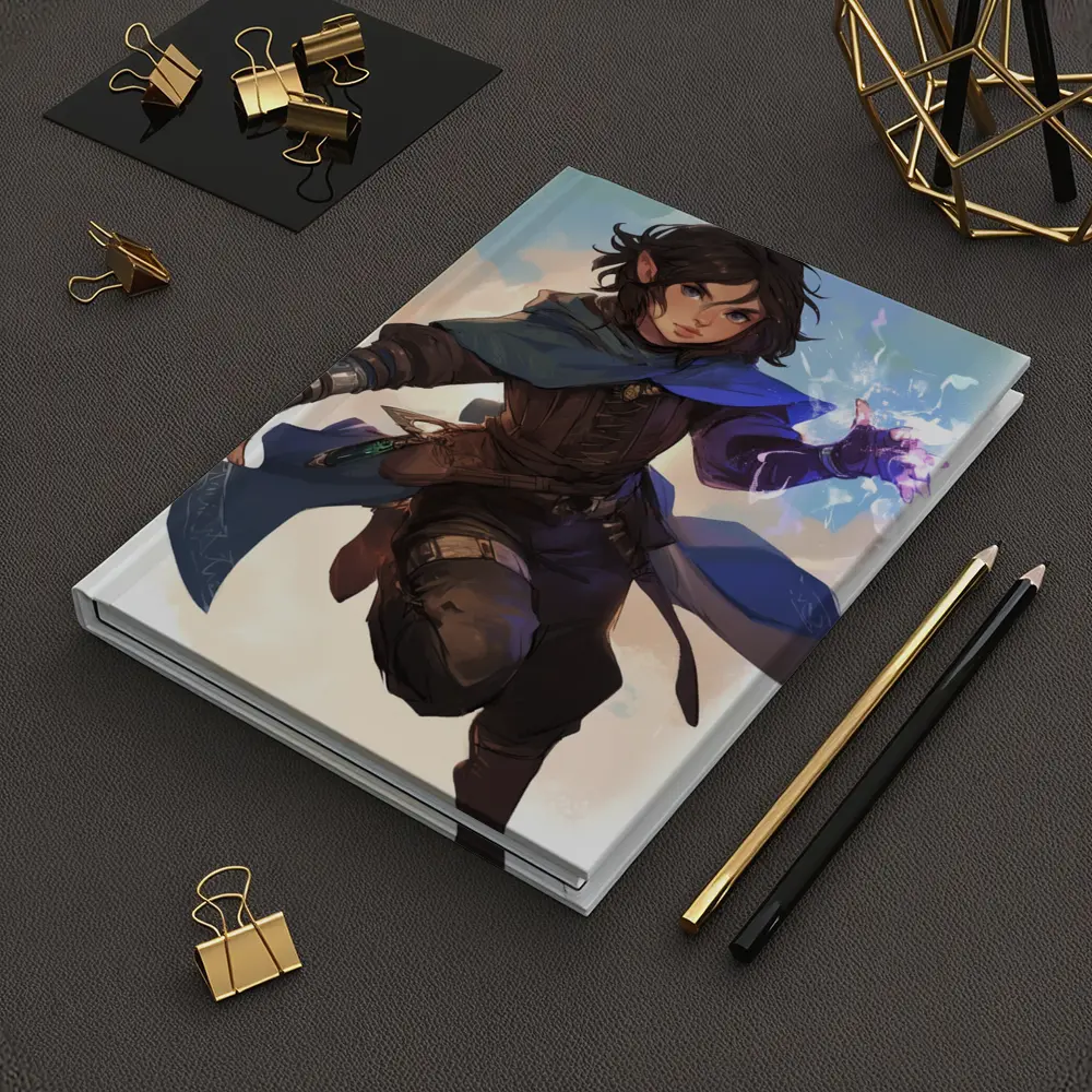 Fantasy Elf Warrior With Magic Blue Cape – Notebooks