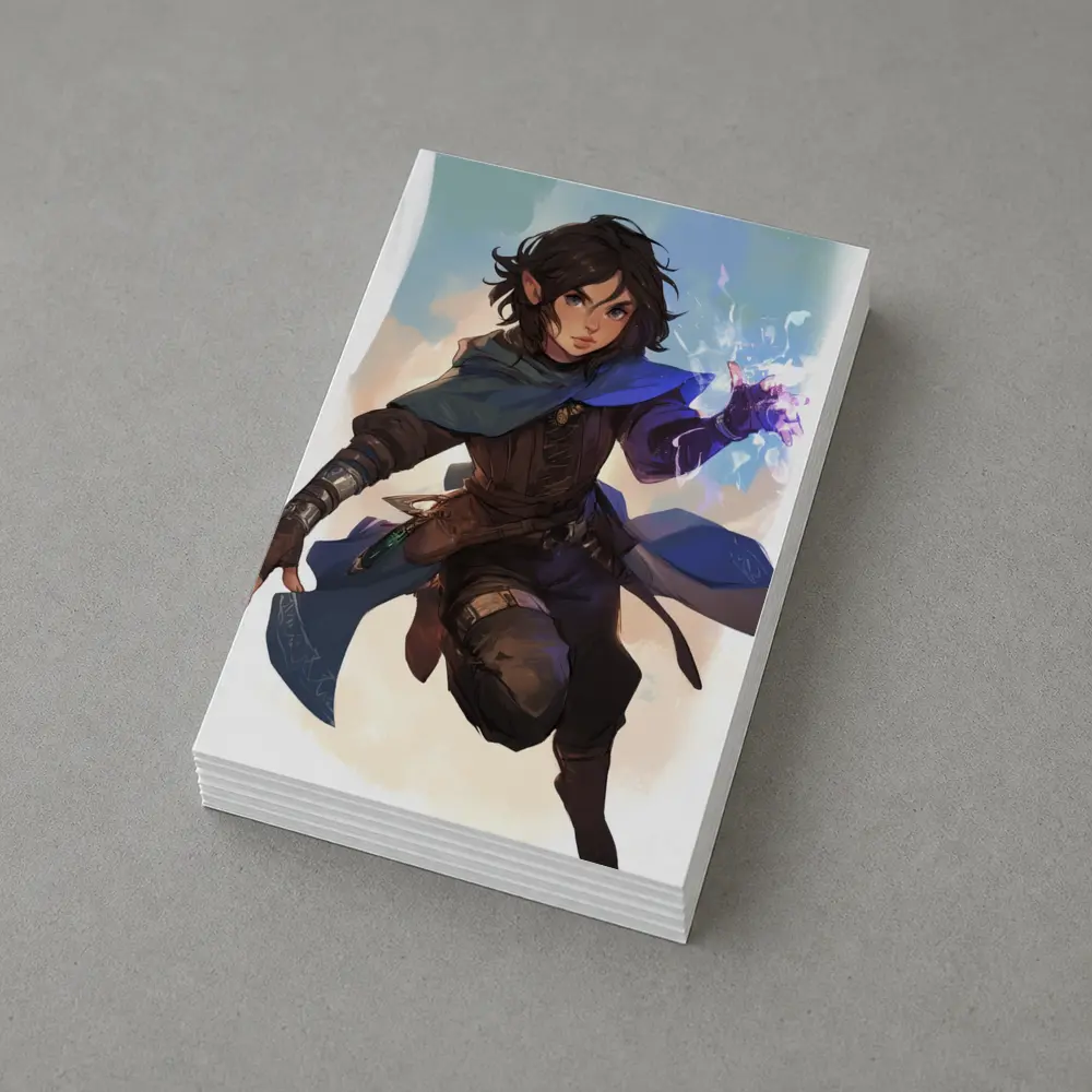 Fantasy Elf Warrior With Magic Blue Cape – Postcards