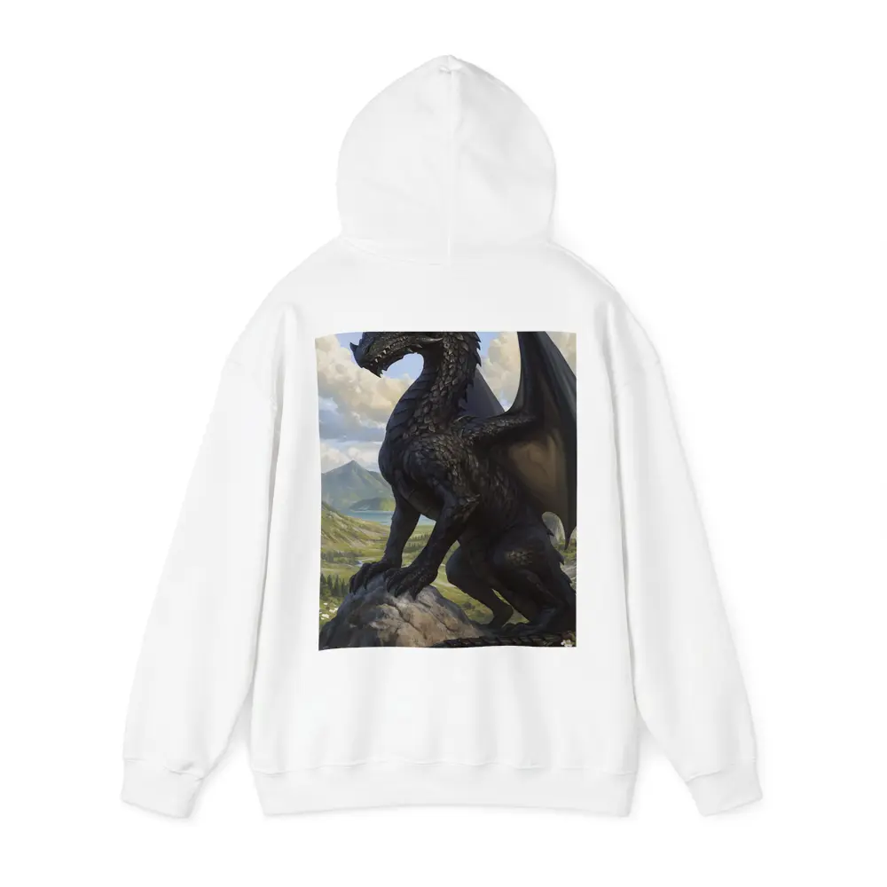 Dark Dragon Standing on Rocky Mountain Landscape – Hoodies