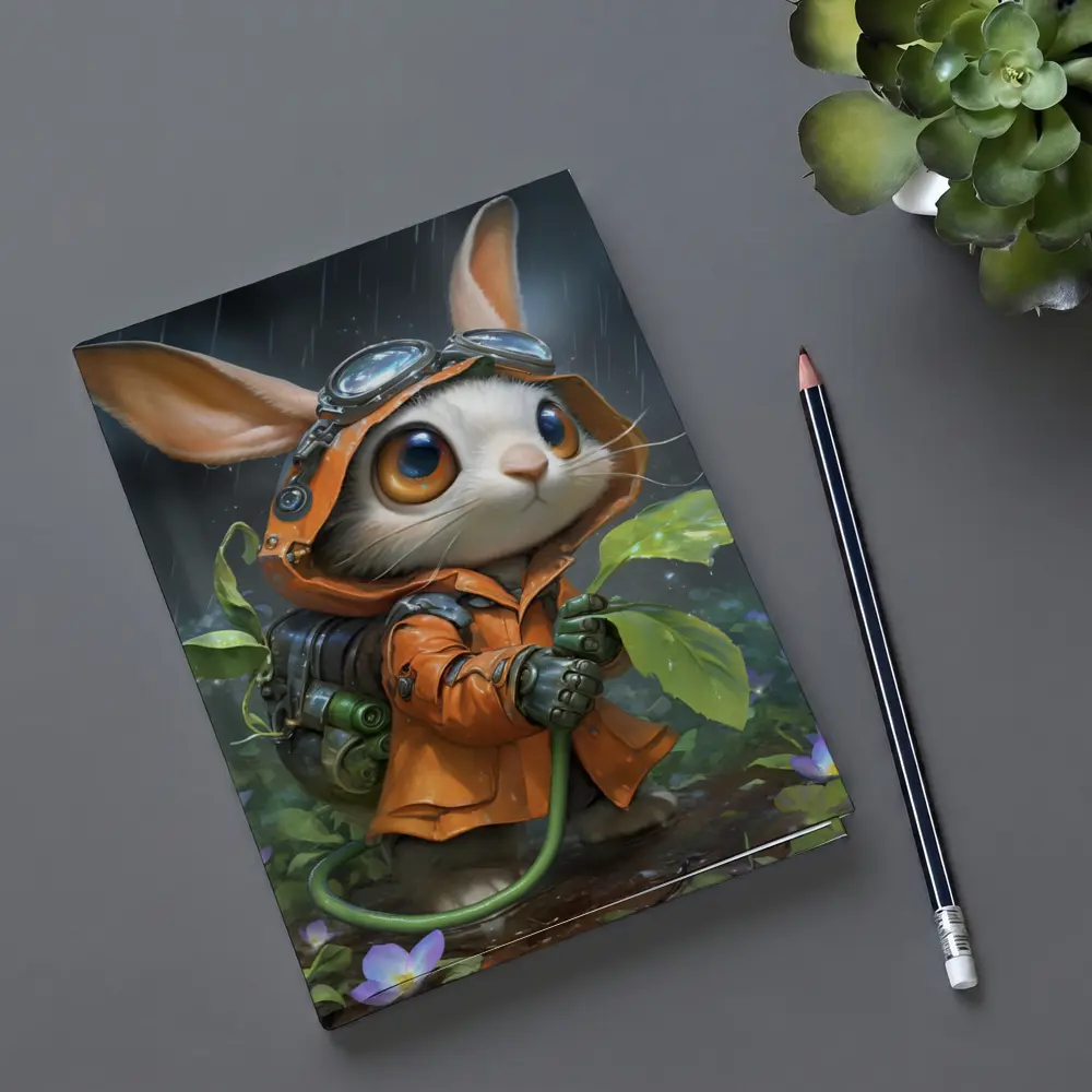 Steampunk Bunny Adventurer Orange Raincoat Rain – Notebooks