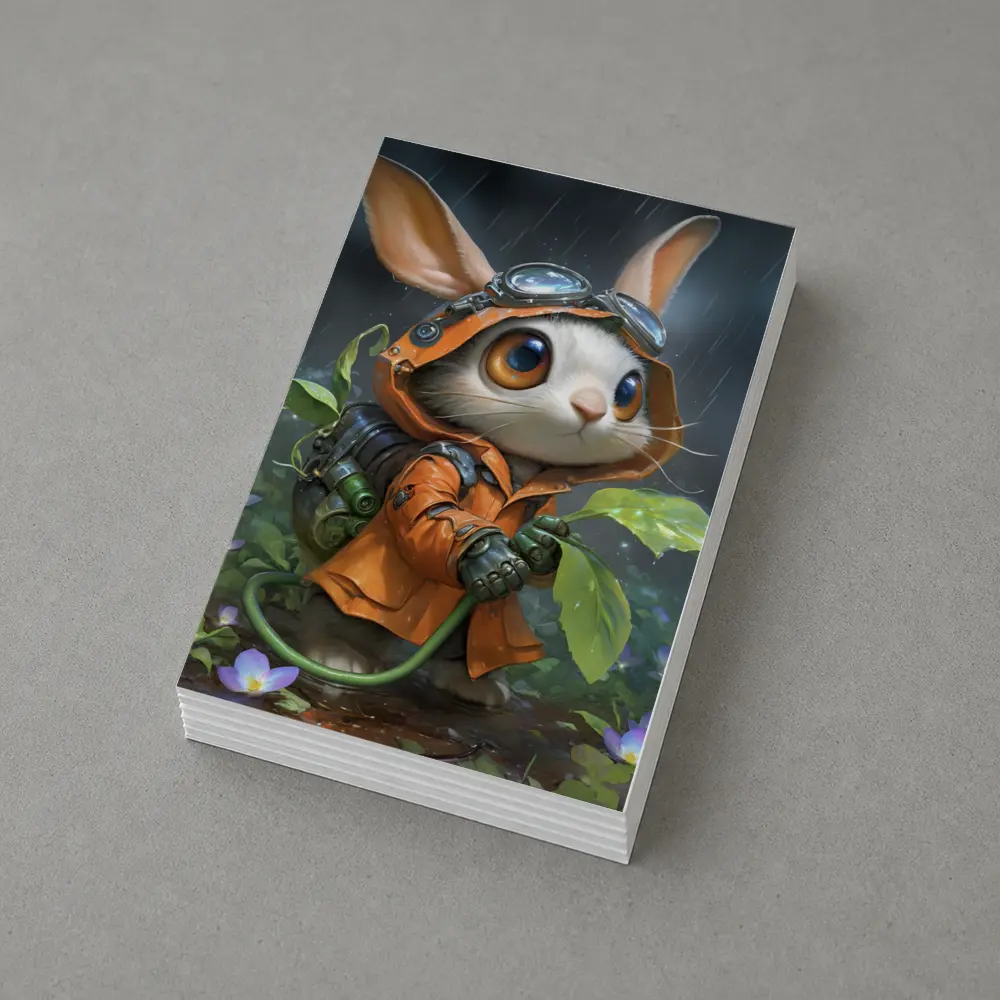 Steampunk Bunny Adventurer Orange Raincoat Rain – Postcards