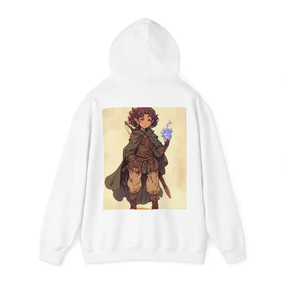 Fantasy Halfling Mage Anime Art Beige Background – Hoodies