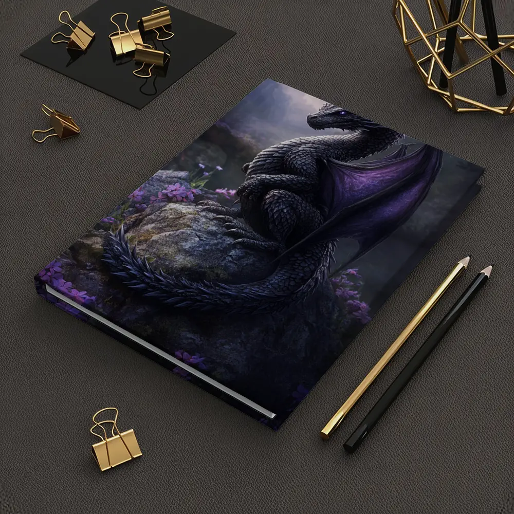 Dark Dragon Purple Wings Flowers Fantasy – Notebooks