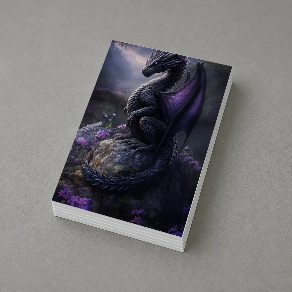Dark Dragon Purple Wings Flowers Fantasy – Postcards
