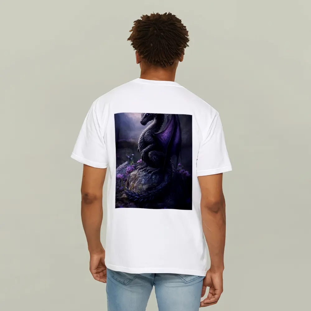 Dark Dragon Purple Wings Flowers Fantasy – T-Shirts