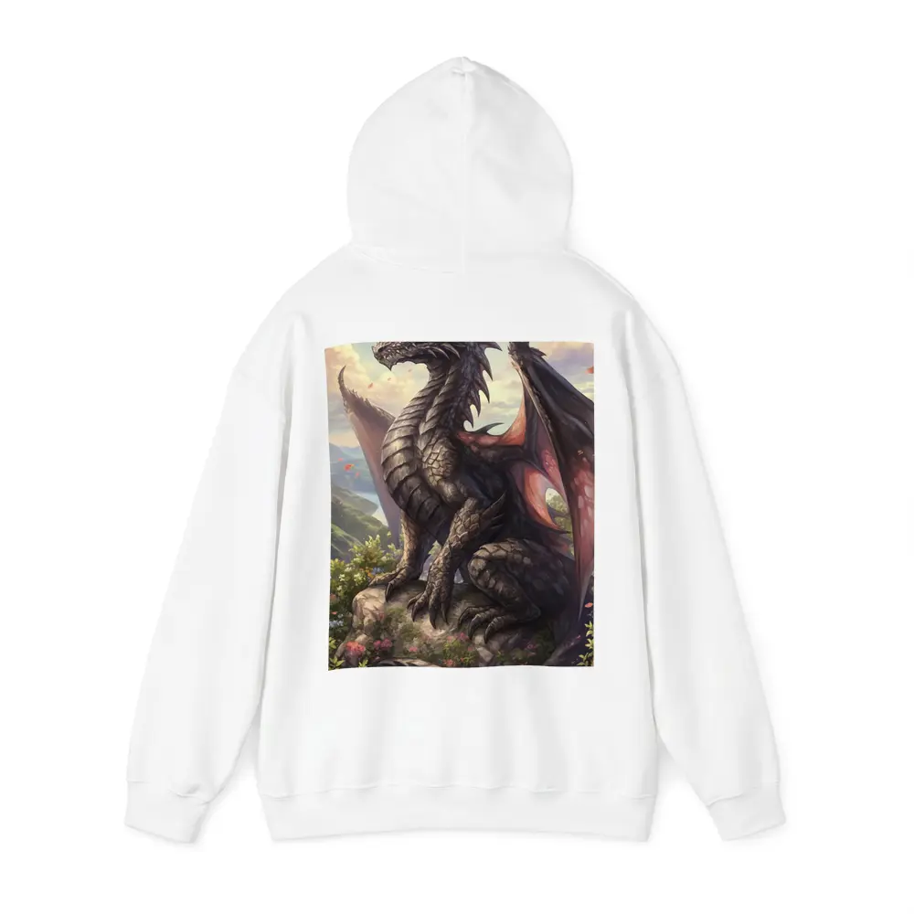 Dark Dragon Perched On Rocky Mountain Overlook – Hoodies