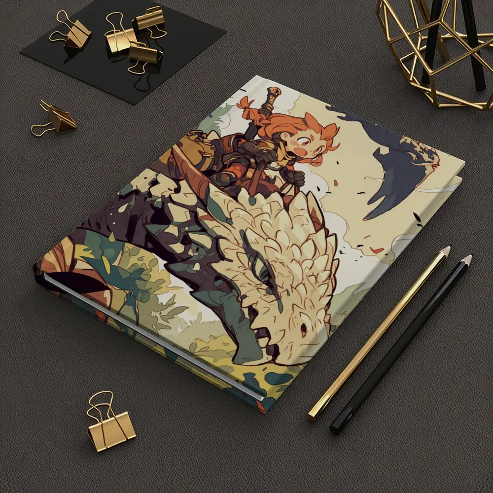Anime Girl Riding Dragon Fantasy Art – Notebooks