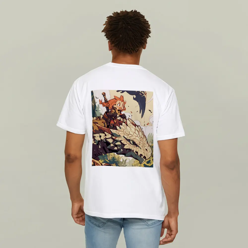 Anime Girl Riding Dragon Fantasy Art – T-Shirts