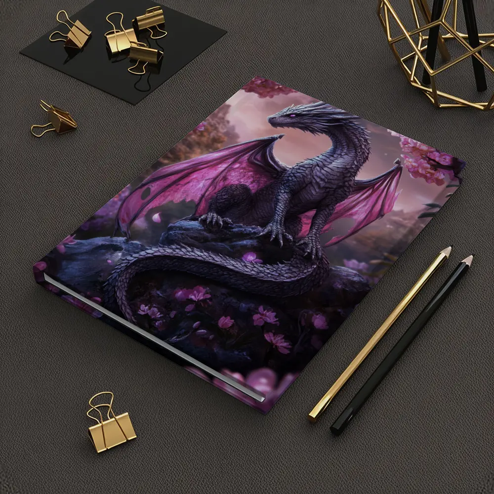 Dark Dragon Pink Wings Cherry Blossom Fantasy – Notebooks