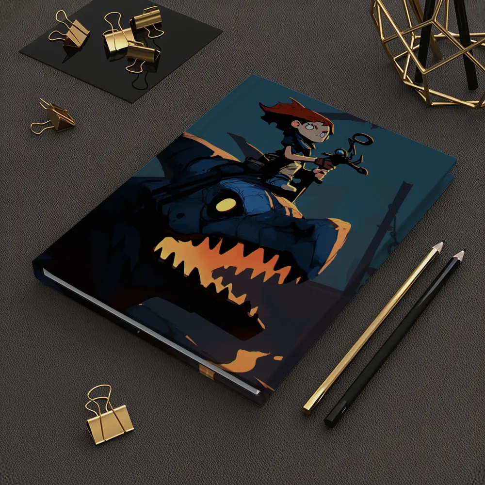 Boy Riding Mechanical Dragon Dark Night – Notebooks