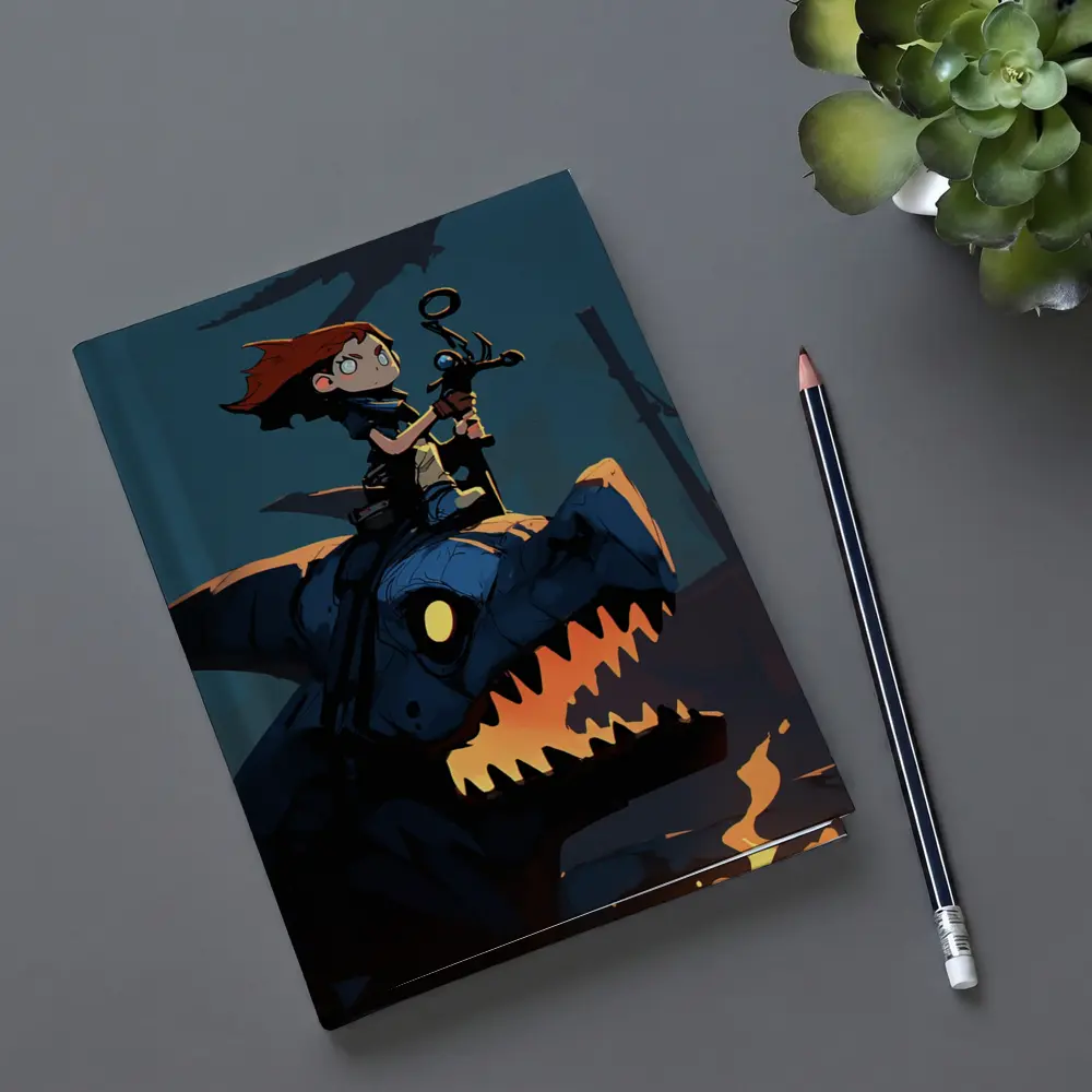 Boy Riding Mechanical Dragon Dark Night – Notebooks