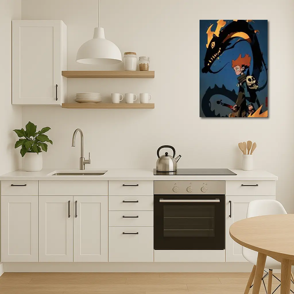 Anime Boy Dark Dragon Fire Art – Wall Art