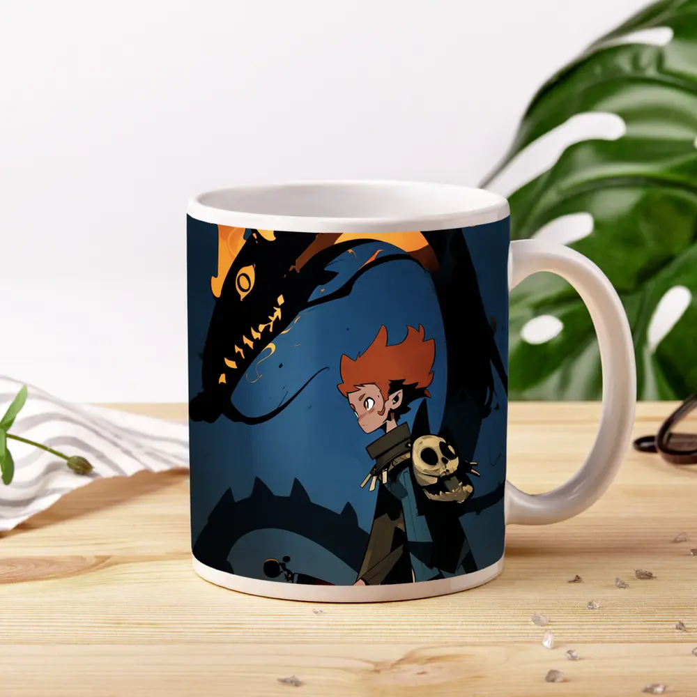 Anime Boy Dark Dragon Fire Art – Mugs