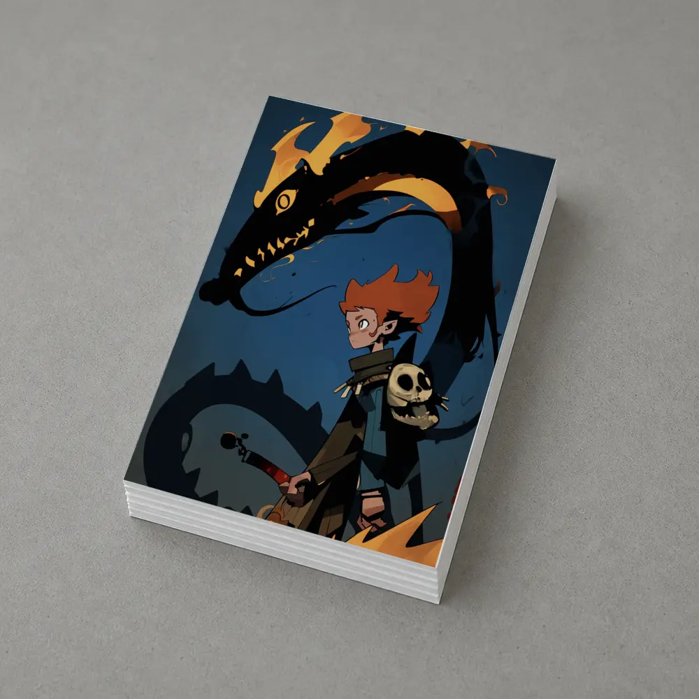 Anime Boy Dark Dragon Fire Art – Postcards