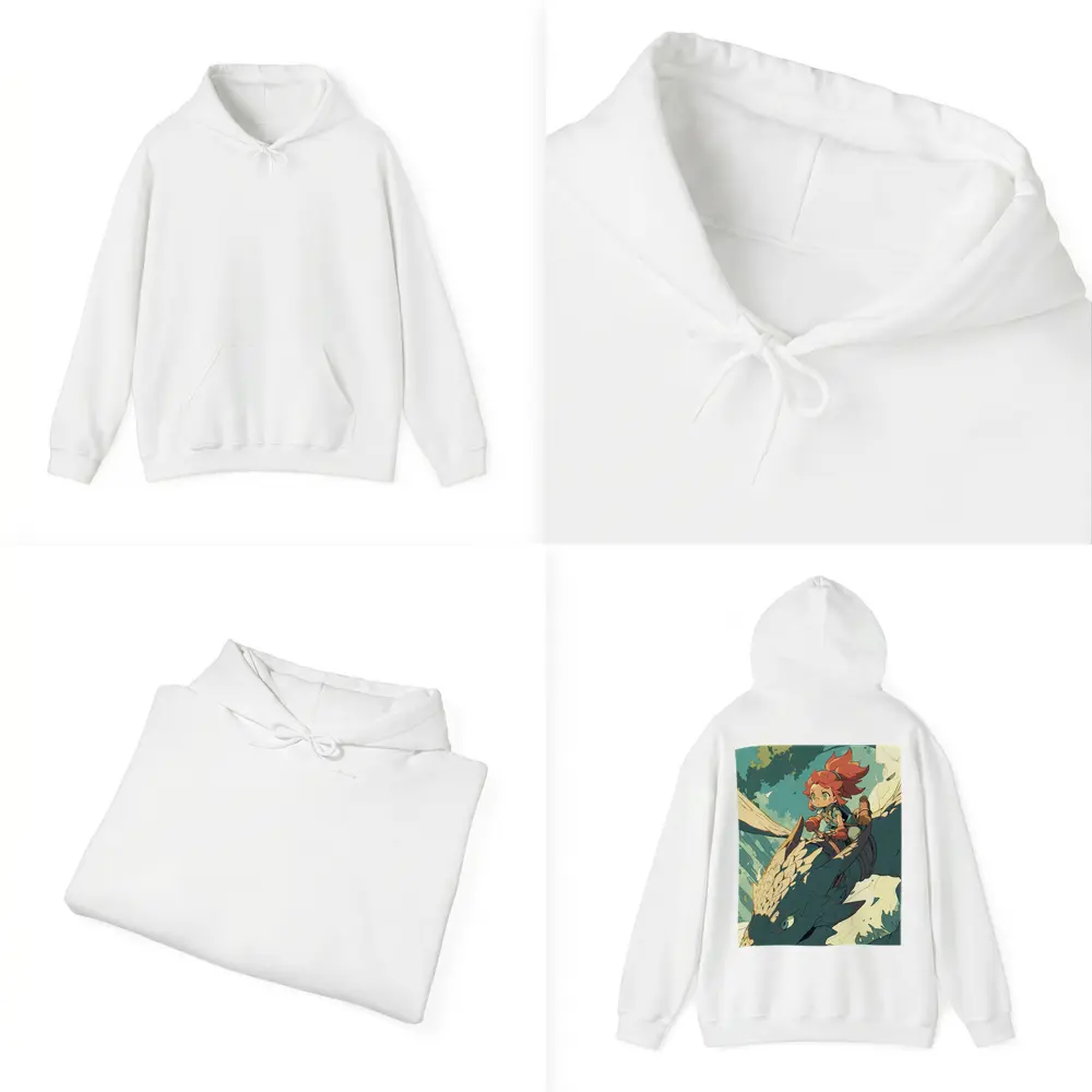 Anime Girl Riding Dragon Fantasy Art – Hoodies