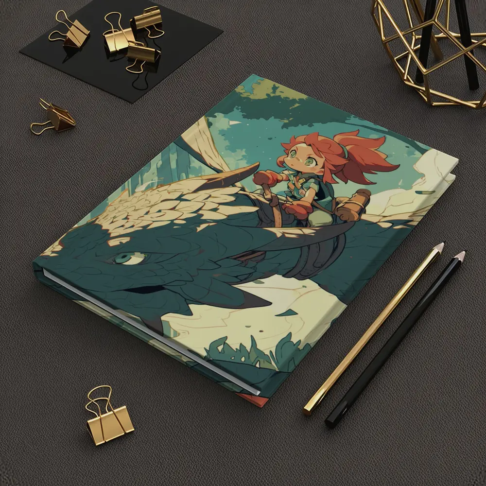 Anime Girl Riding Dragon Fantasy Art – Notebooks