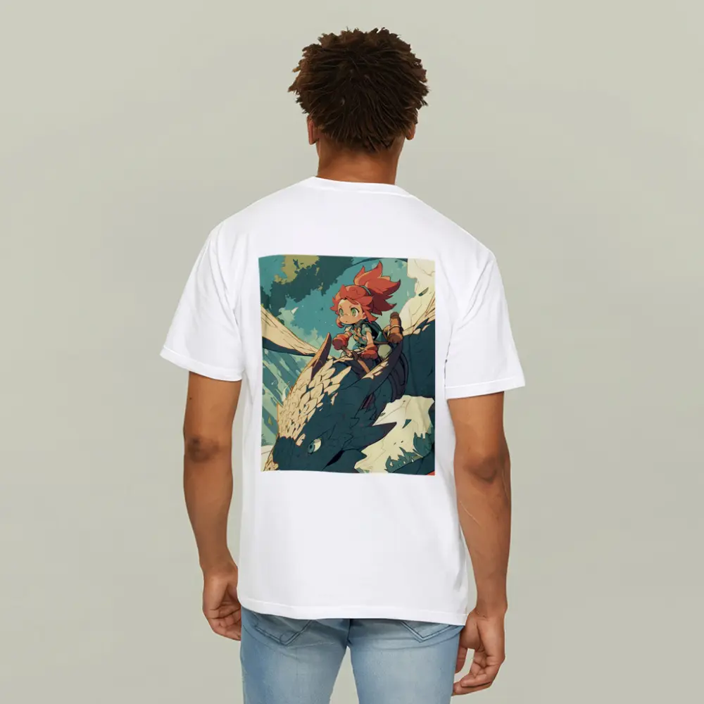 Anime Girl Riding Dragon Fantasy Art – T-Shirts