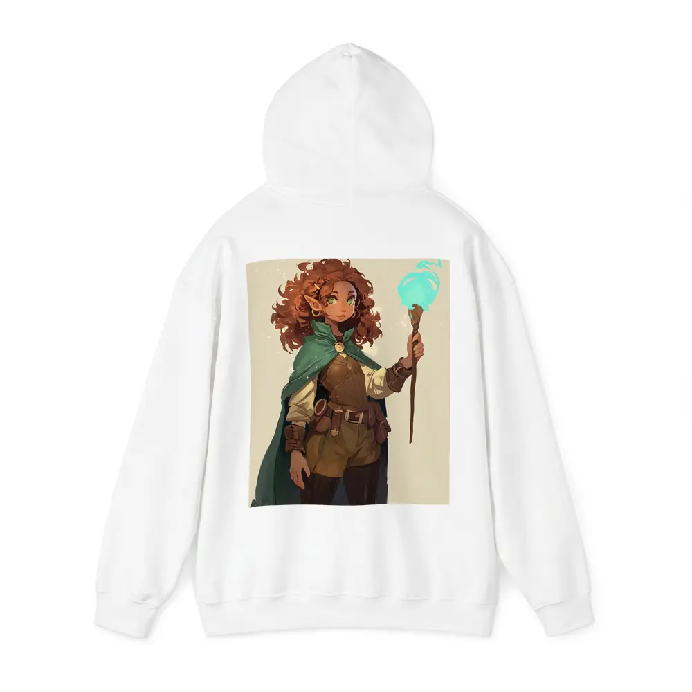 Fantasy Gnome Mage With Glowing Magic Staff – Hoodies
