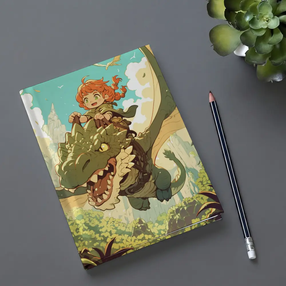 Anime Girl Riding Dragon Fantasy Forest – Notebooks