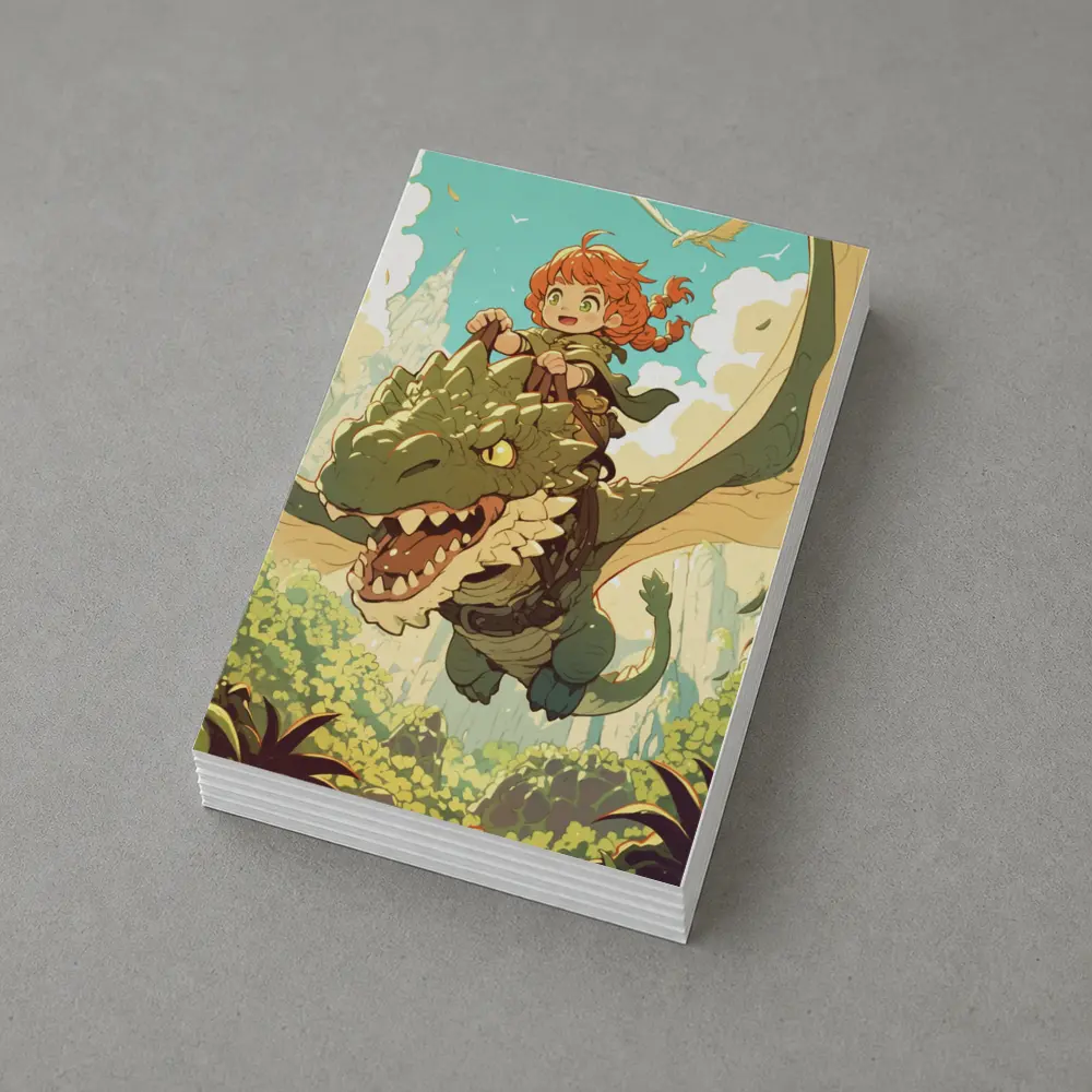 Anime Girl Riding Dragon Fantasy Forest – Postcards