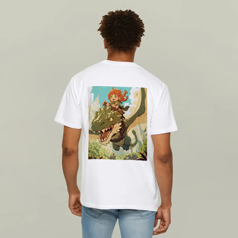 Anime Girl Riding Dragon Fantasy Forest – T-Shirts