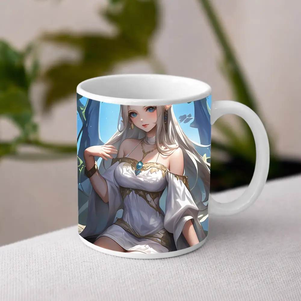 Anime Elf Girl White Dress Forest – Mugs