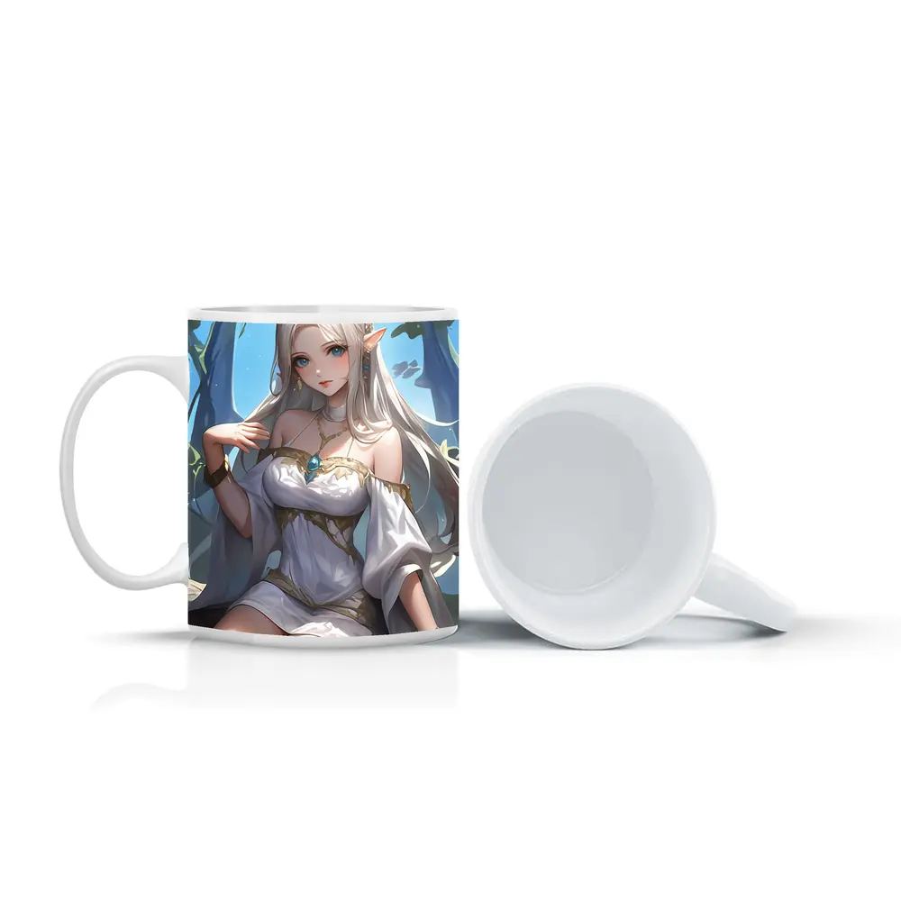 Anime Elf Girl White Dress Forest – Mugs