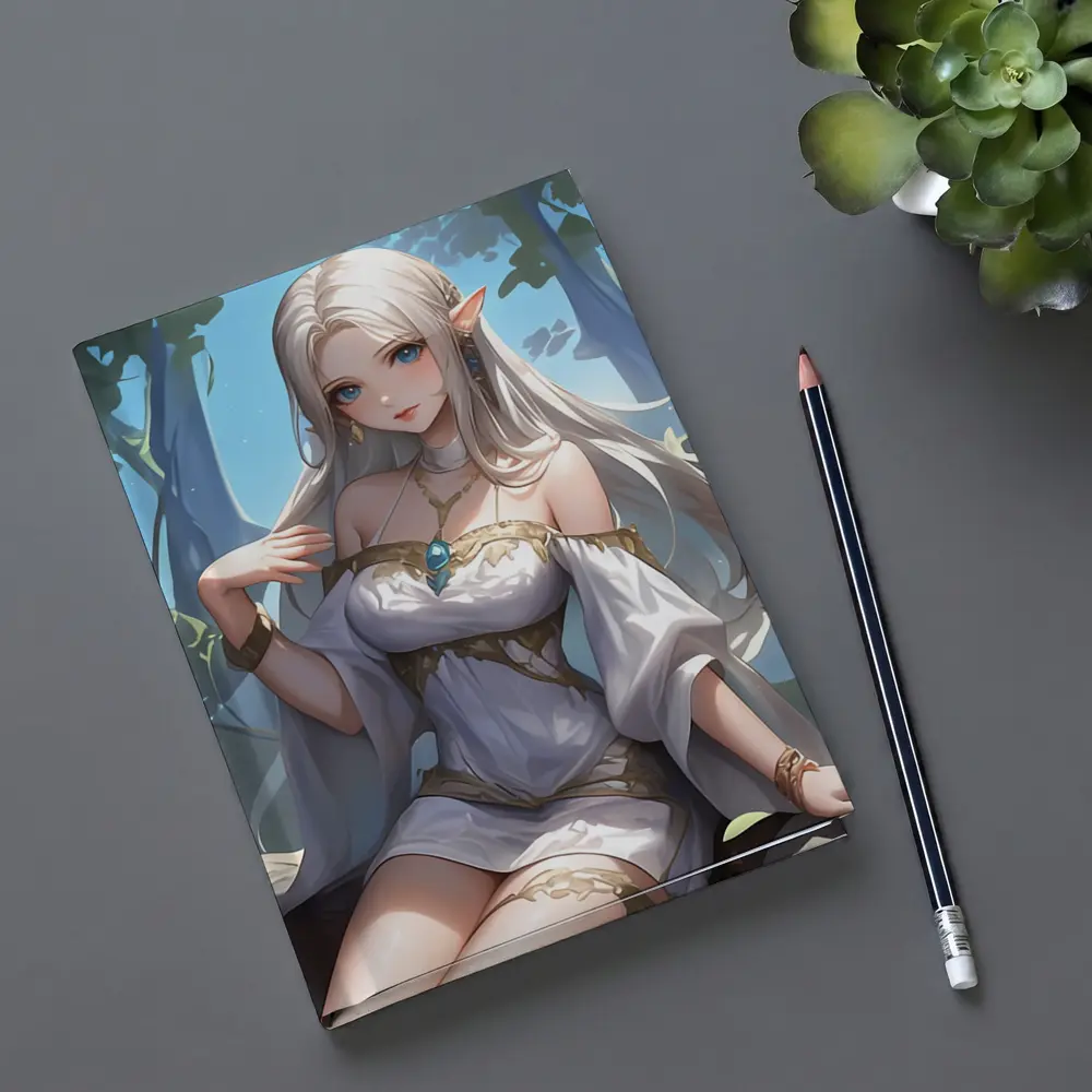 Anime Elf Girl White Dress Forest – Notebooks