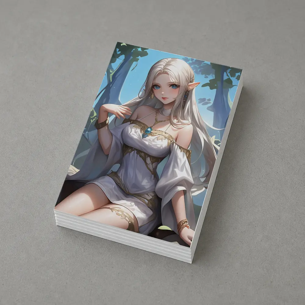 Anime Elf Girl White Dress Forest – Postcards