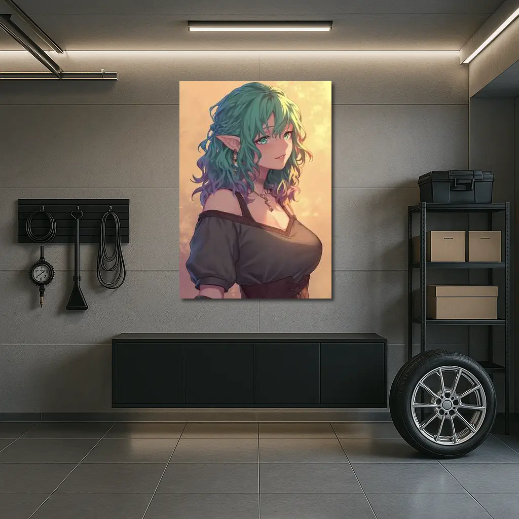 Anime Elf Girl Rainbow Hair Fantasy Art – Wall Art