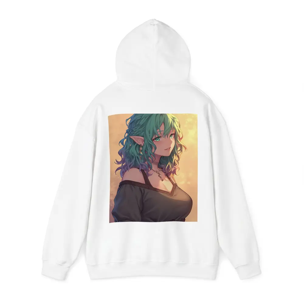 Anime Elf Girl Rainbow Hair Fantasy Art – Hoodies