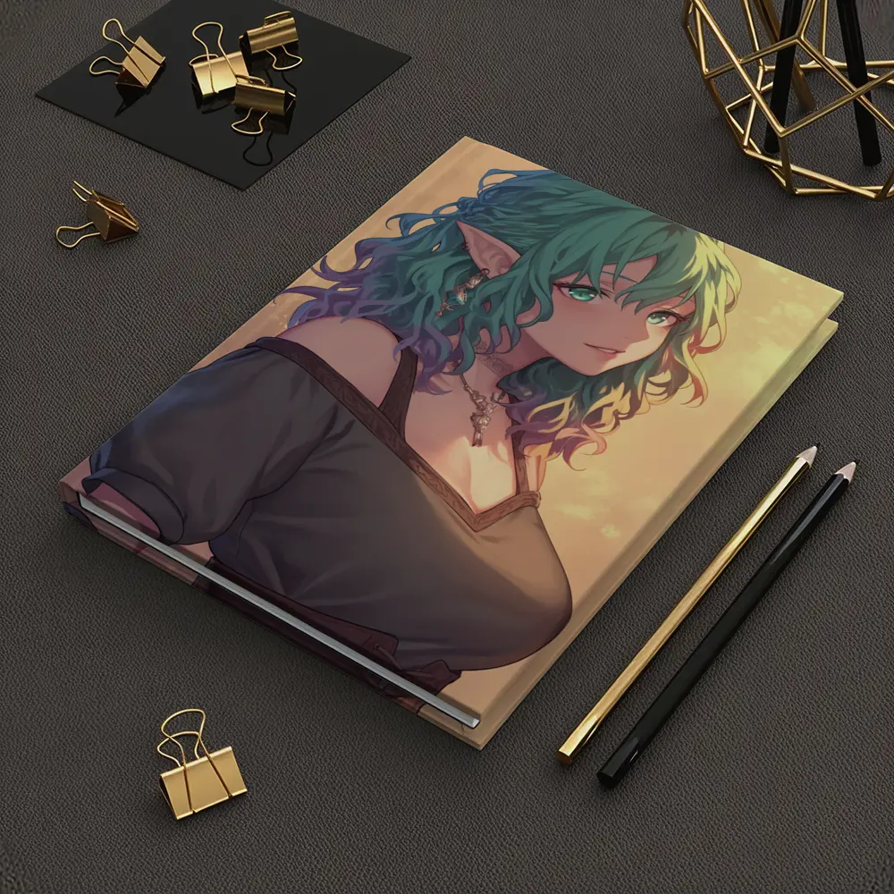 Anime Elf Girl Rainbow Hair Fantasy Art – Notebooks