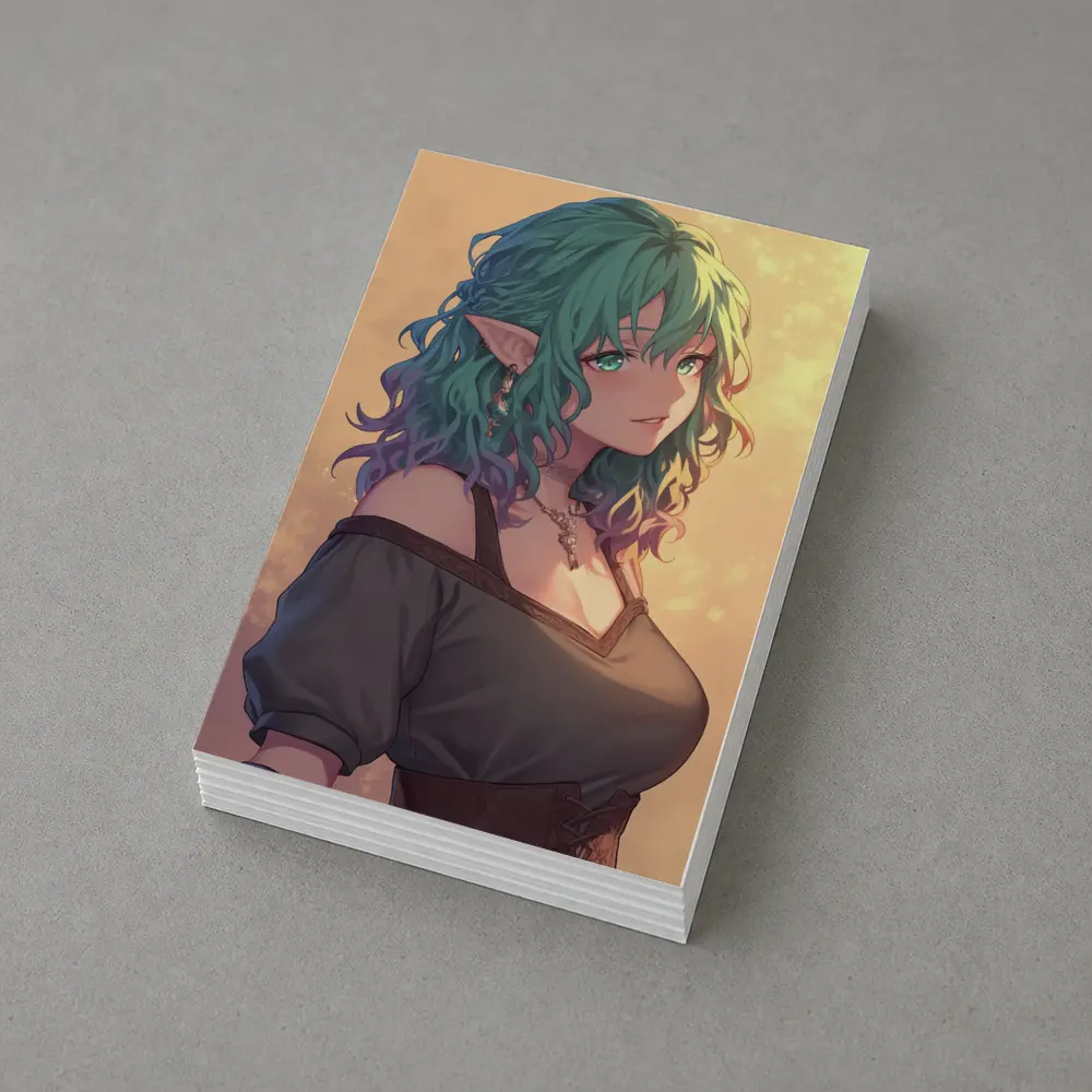 Anime Elf Girl Rainbow Hair Fantasy Art – Postcards