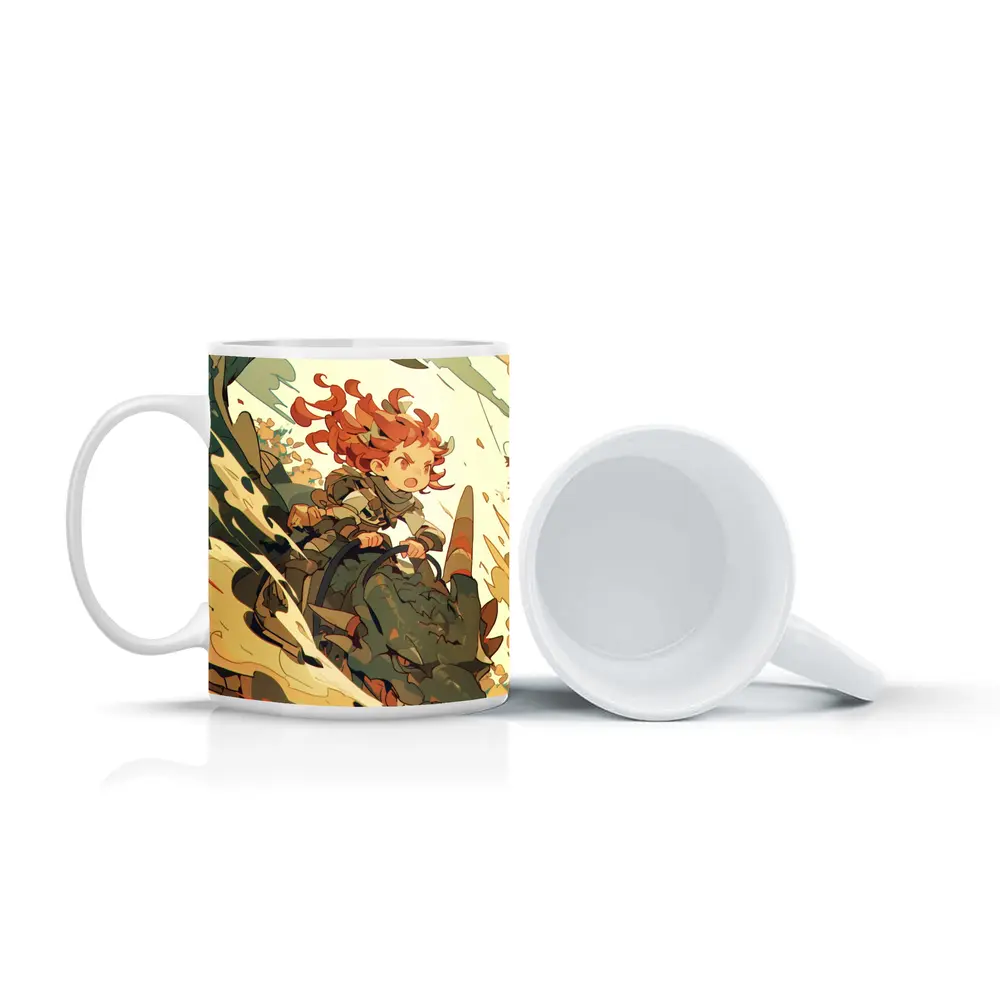 Anime Girl Riding Dragon Fantasy Art – Mugs