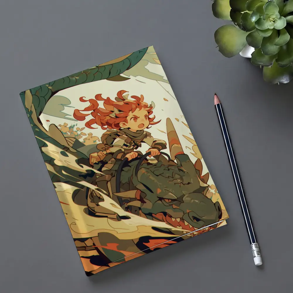 Anime Girl Riding Dragon Fantasy Art – Notebooks