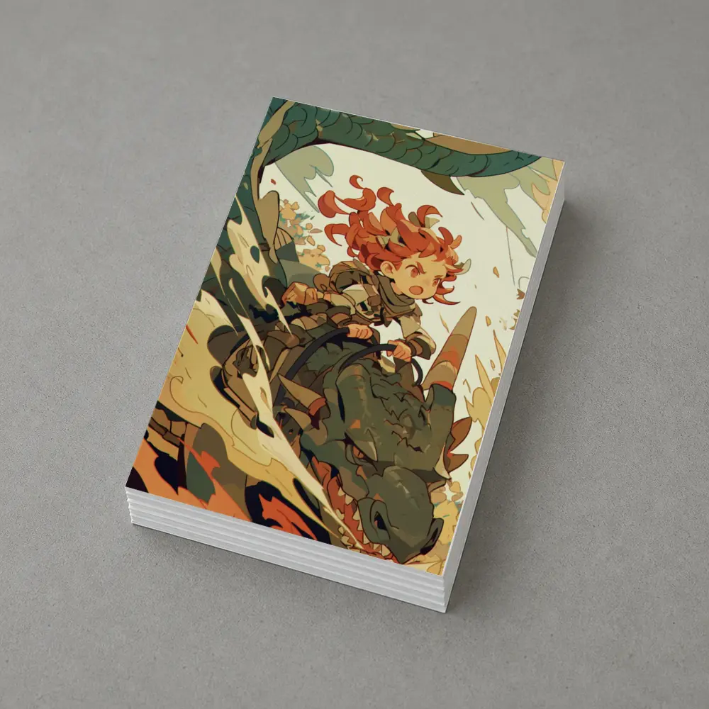 Anime Girl Riding Dragon Fantasy Art – Postcards