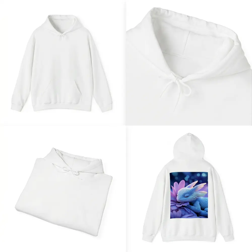 Sleeping Baby Dragon Blue Flowers Fantasy – Hoodies