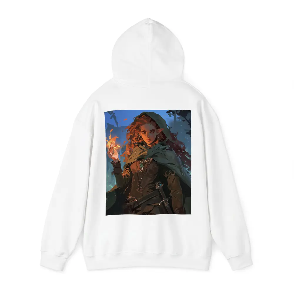 Red Hair Elf Mage Fire Forest Fantasy – Hoodies
