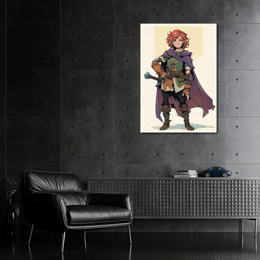 Red Haired Elf Rogue Fantasy Anime Art – Wall Art