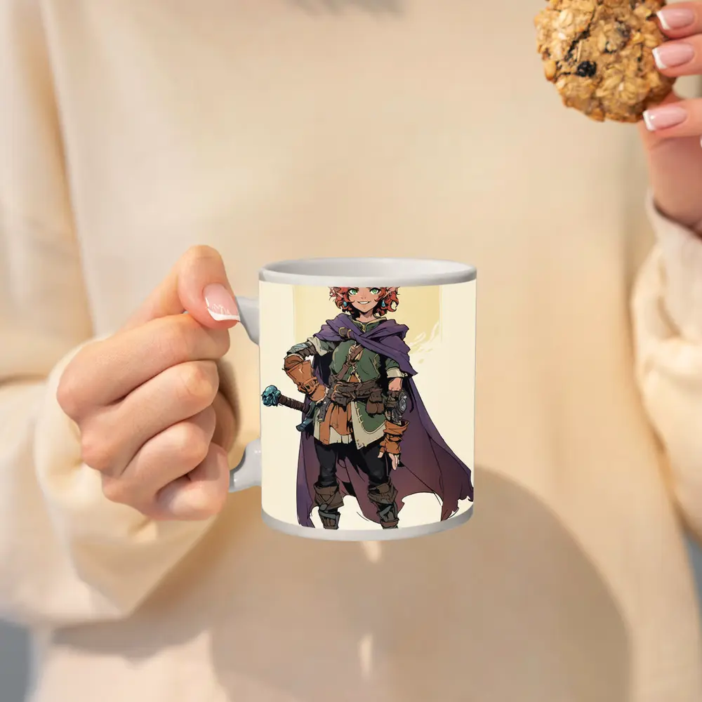 Red Haired Elf Rogue Fantasy Anime Art – Mugs