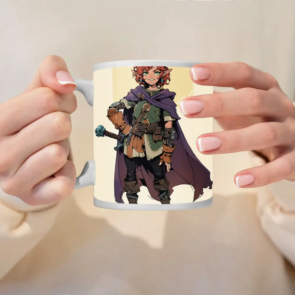 Red Haired Elf Rogue Fantasy Anime Art – Mugs