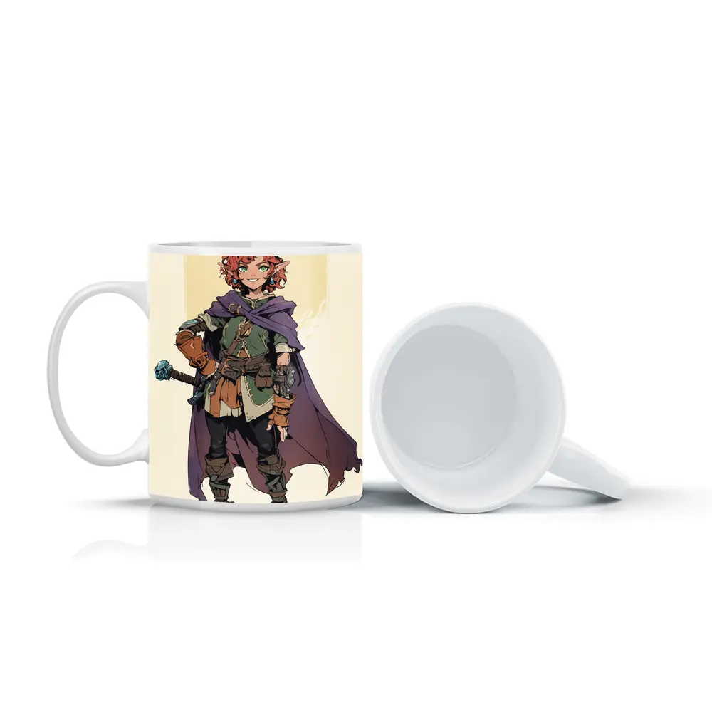 Red Haired Elf Rogue Fantasy Anime Art – Mugs