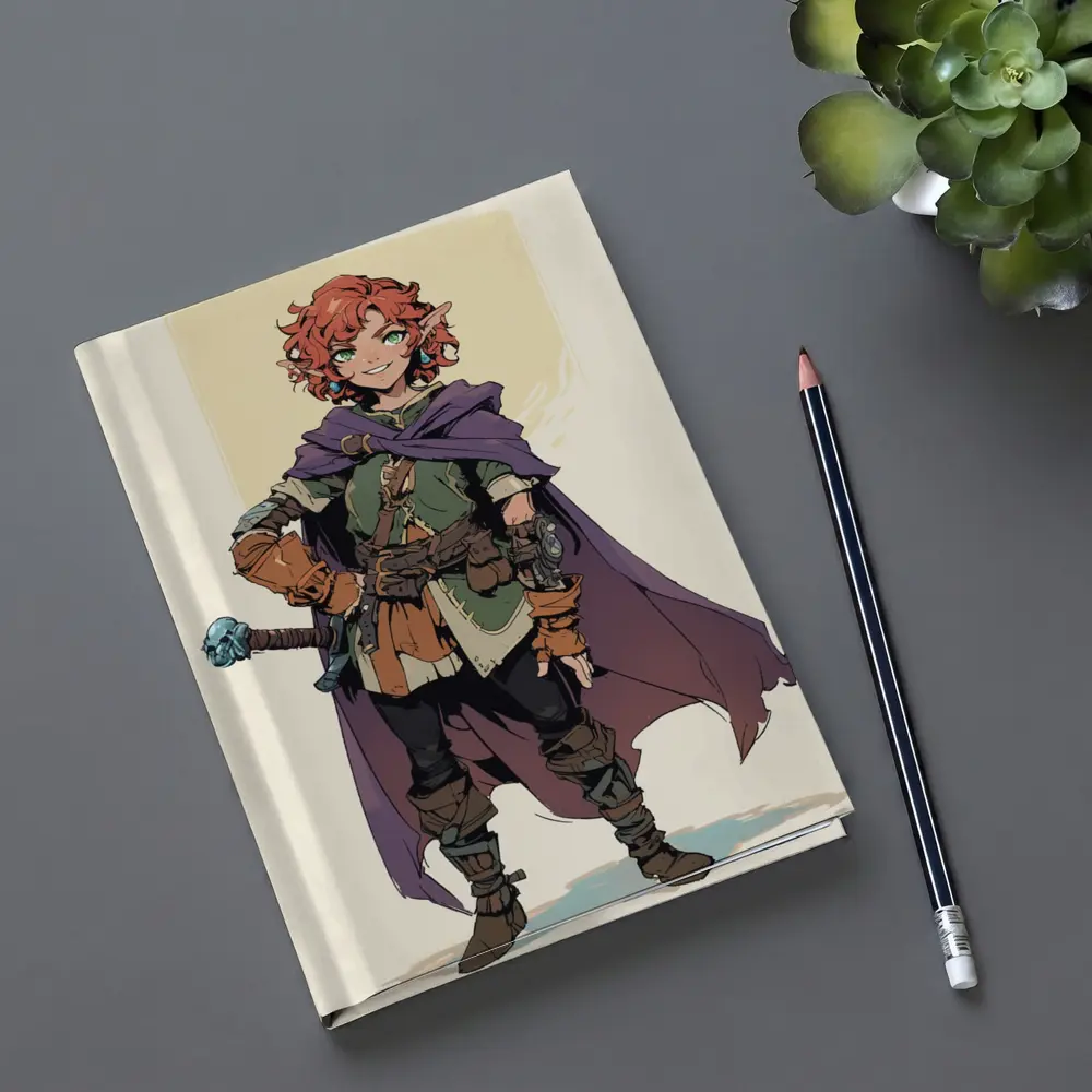 Red Haired Elf Rogue Fantasy Anime Art – Notebooks
