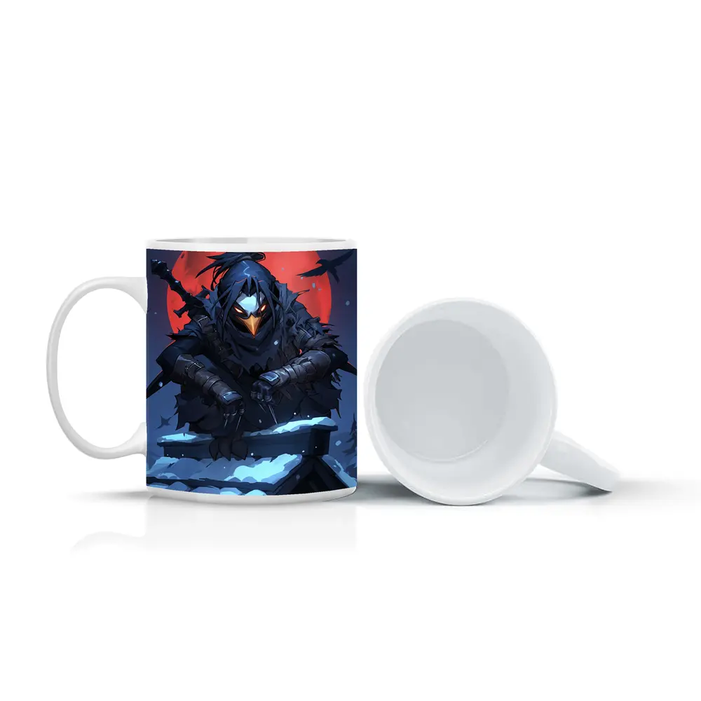 Dark Raven Ninja Warrior Red Moon Winter – Mugs